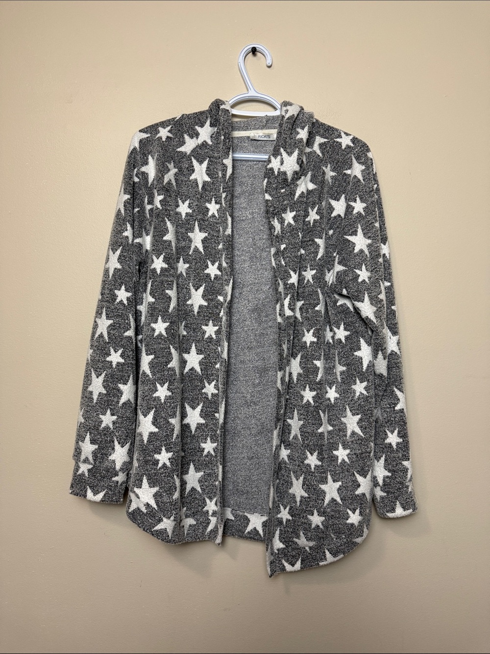 Ricki's Gray & White Star-Print Teddy Jacket size XL